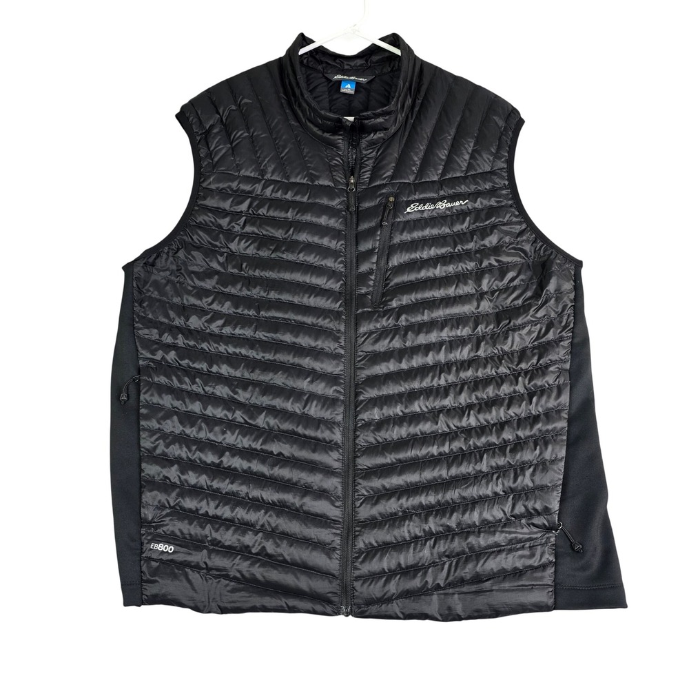 Eddie Bauer EB800 Down Vest Mens XL Black Pertex Quantum First Ascent Puffer